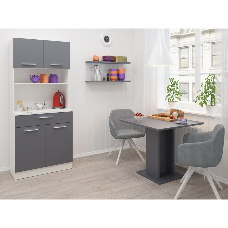 Négyajtós szekrény, fehér/grafit, DOMIS NEW