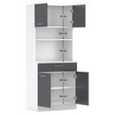 Négyajtós szekrény, fehér/grafit, DOMIS NEW