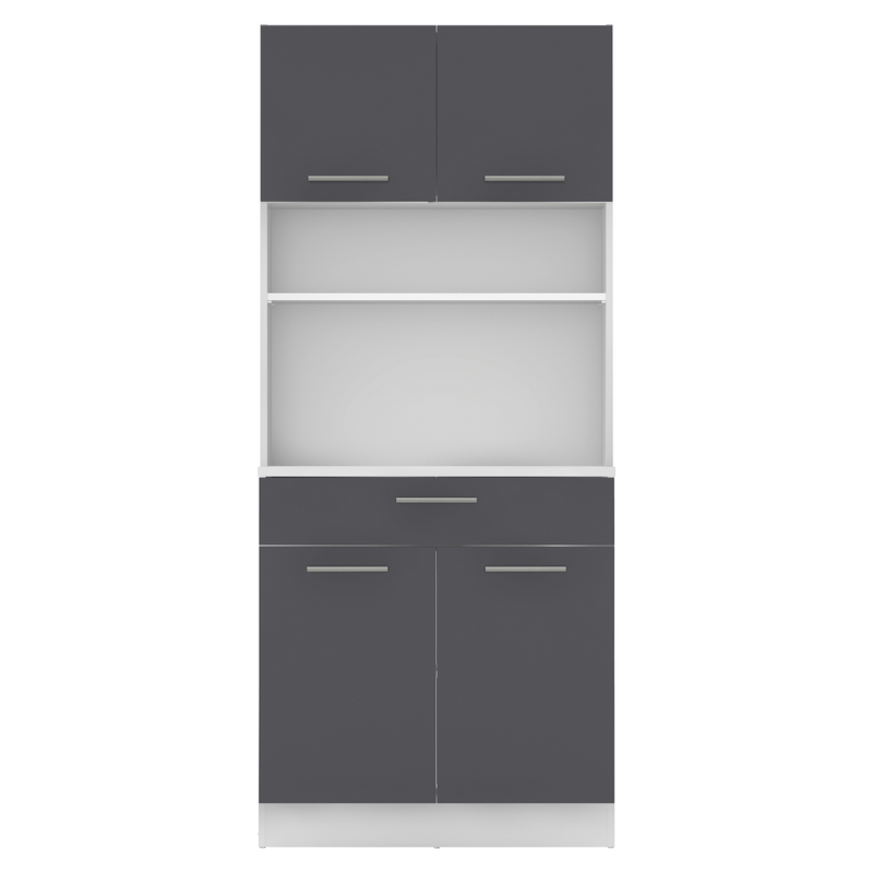 Négyajtós szekrény, fehér/grafit, DOMIS NEW