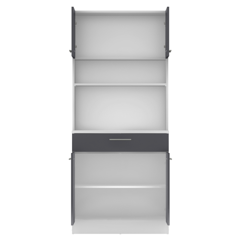 Négyajtós szekrény, fehér/grafit, DOMIS NEW