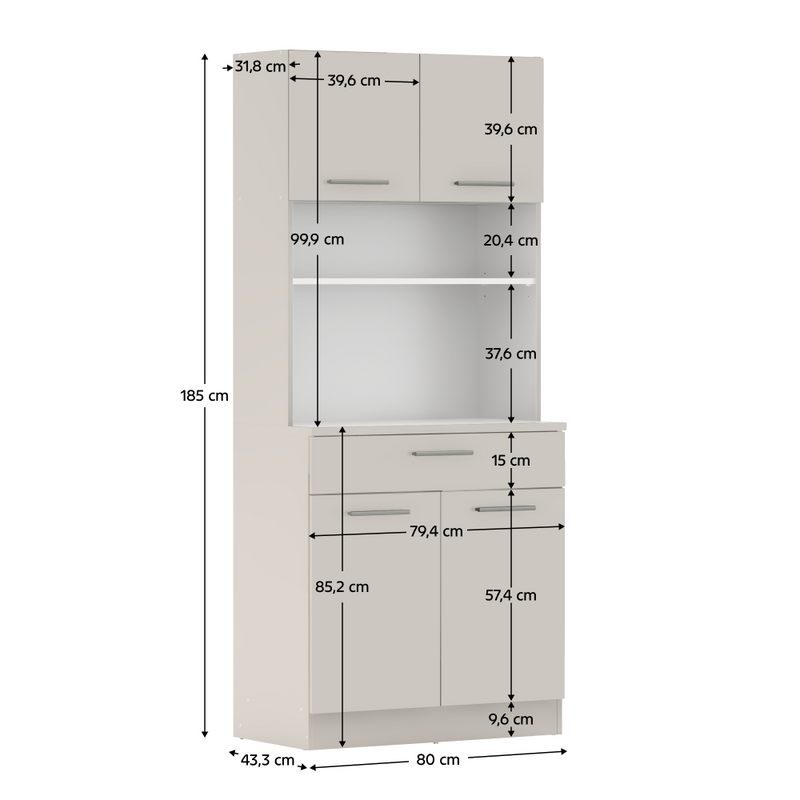Négyajtós szekrény, kasmír, DOMIS NEW