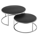 2 darabos dohányzóasztal szett, ezüst/fekete, DONOVAN 2 NEW