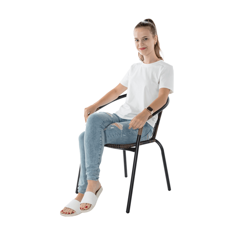 Egymásba rakható szék, barna/fekete fém, DOREN