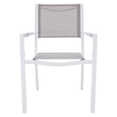 Kerti rakásolható szék, fehér acél/világosszürke, DORIO