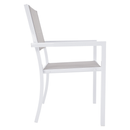 Kerti rakásolható szék, fehér acél/világosszürke, DORIO