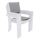 Kerti rakásolható szék, fehér acél/világosszürke, DORIO