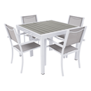 Kerti kihúzható asztal, fehér acél/szürke, DORIO