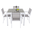 Kerti kihúzható asztal, fehér acél/szürke, DORIO