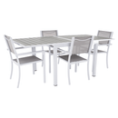 Kerti rakásolható szék, fehér acél/világosszürke, DORIO