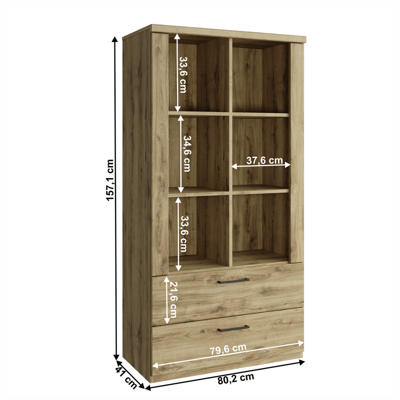 Alacsony polcos szekrény 2S, navarra tölgy, DORSI