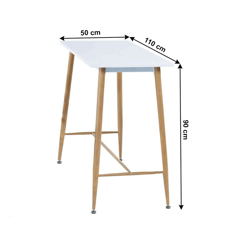 Bárasztal, fehér/bükk, MDF/fém, 110x50 cm, DORTON