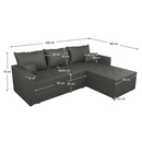 Univerzális ülőgarnitúra, szürke, DUAN ROH