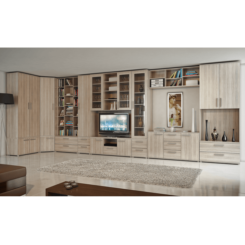 Alacsony szekrény 2-ajtós, DTD laminált, tölgy sonoma, DUNAJ TYP7