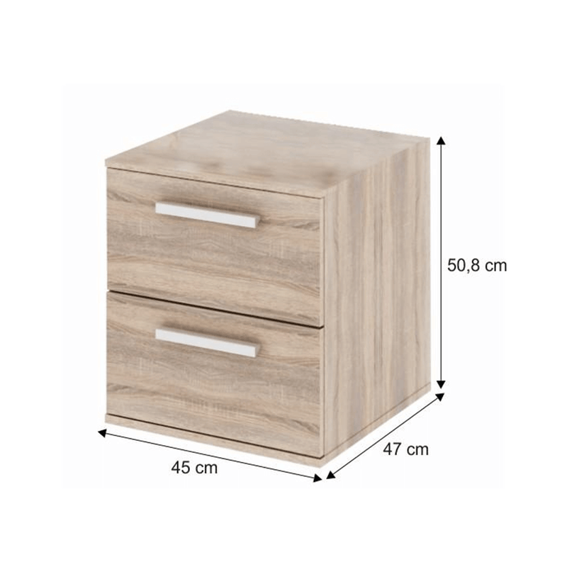 Alacsony szekrény 2 fiókkal keskeny, DTD laminált, tölgy sonoma, DUNAJ  TYP9