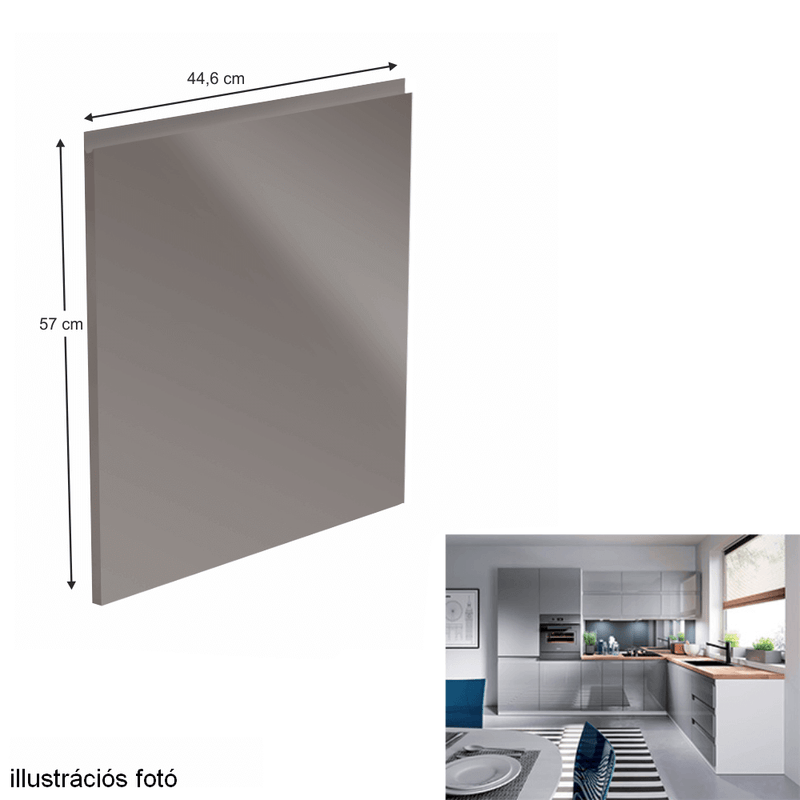 Előlap mosogatógéphez, fehér/szürke extra magasfényű HG, 44,6x57, AURORA