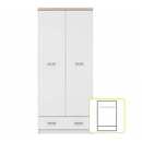 kétajtós szekrény 2D1S, fehér/tölgy sonoma, TOPTY TYP 01