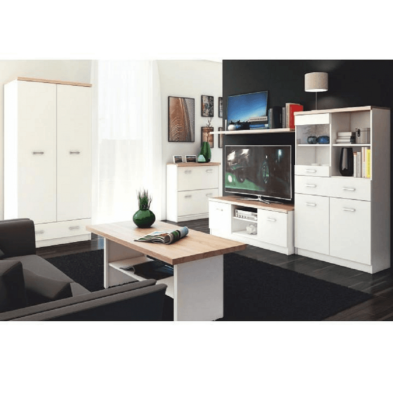 kétajtós szekrény 2D1S, fehér/tölgy sonoma, TOPTY TYP 01