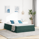 vidaXL Ágy tárolóval és matraccal Sötétzöld 140 x 200 cm Bársony