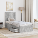 vidaXL Ágykeret fejtámlával Beton szürke és ezüst 70 x 190 cm Faanyag