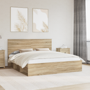 vidaXL Ágykeret fejtámlával Sonoma 200 x 200 cm Tömör fenyőfa