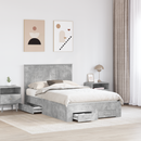 vidaXL Ágykeret fejtámlával fiókkal Beton Szürke 120 x 190 cm Faanyag