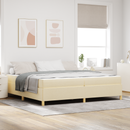vidaXL Ágykeret matracmal Krém 200 x 200 cm szövet