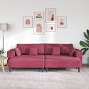 vidaXL Kanapé 3 pcs Bordó 250 x 188 x 76 cm Bársony