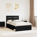 vidaXL Ágykeret fejtámlával Fekete 120 x 200 cm Tömör fenyőfa