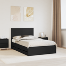 vidaXL Ágykeret fiókkal fejtámlával Fekete 120 x 190 cm Mérnöki Fa