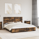 vidaXL Tárolós Ágy fejtámlával Füstölt tölgy 180 x 200 cm Faanyag