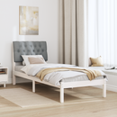 vidaXL Ágykeret Kárpitozott Fejtámlával fejtámlával Fehér 75 x 190 cm