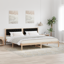 vidaXL Ágykeret fejtámlával Fekete 200 x 200 cm Tömör fenyőfa