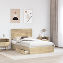 vidaXL Tárolós Ágy fejtámlával Sonoma tölgy 135 x 190 cm Faanyag