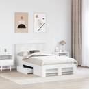 vidaXL Ágykeret fejtámlával Fehér 137 x 203 cm Faanyag