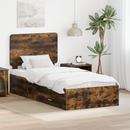 vidaXL Ágykeret fejtámlával fiókkal Füstölt tölgy 75 x 190 cm Faanyag
