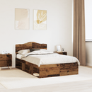 vidaXL Ágykeret fejtámlával Öreg fa 120 x 200 cm Tömör fenyőfa
