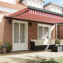 vidaXL Behúzható napellenző Piros és Fehér 500 × 300 cm