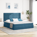 vidaXL Tárolós Ágy matracmal tárolóval Sötét kék 200 x 200 cm Bársony