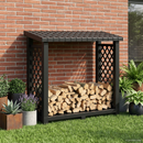 vidaXL Tűzifaállvány 114 x 46 x 101 cm PP Antracitszürke