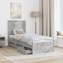 vidaXL Ágykeret fiókkal tárolóval Beton Szürke 75 x 190 cm Mérnöki Fa