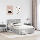 vidaXL Ágykeret fejtámlával fiókkal Beton Szürke 120 x 190 cm Faanyag