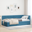 vidaXL Sarokágy keret fejtámlával Kék 90 cm x 200 cm Bársony