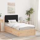vidaXL Ágykeret Kárpitozott Fejtámlával fejtámlával Fekete 90 x 190 cm