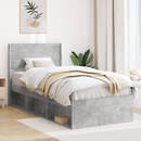 vidaXL Ágykeret tárolóval és fejtámlával Betonszürke 90 x 200 cm