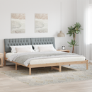 vidaXL Ágykeret Kárpitozott Fejtámlával fejtámlával Barna 200 x 200 cm