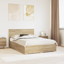 vidaXL Ágykeret fiókkal tárolóval Sonoma Tölgy 135 x 190 cm Szerelt Fa