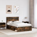 vidaXL Ágykeret fejtámlával Füstölt tölgy 135 x 190 cm Tömör fenyőfa
