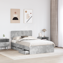 vidaXL Ágykeret fiókkal tárolóval Beton Szürke 135 x 190 cm Mérnöki fa