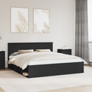 vidaXL Ágykeret fejtámlával Fekete 180 x 200 cm Tömör fenyőfa