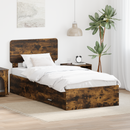 vidaXL Ágykeret fejtámlával fiókkal Füstölt tölgy 90 x 190 cm Faanyag